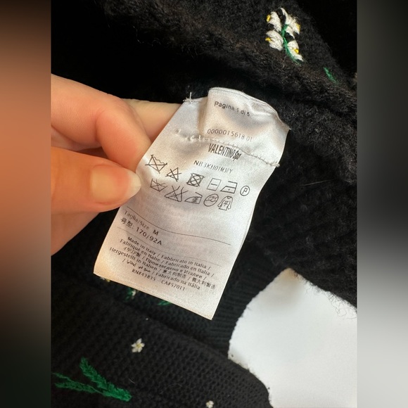 VALENTINO - LILY OF THE VALLEY HAND-EMBROIDERED VIRGIN WOOL CARDIGAN IN EERO M - Picture 8 of 9